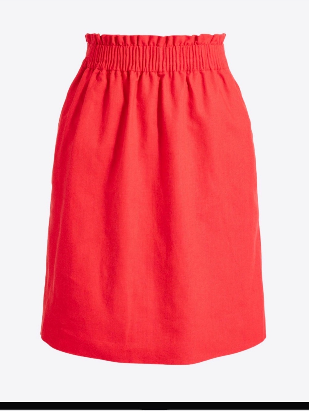 J. Crew Coral-Red linen cotton Elastic-Waist A-Line Skirt